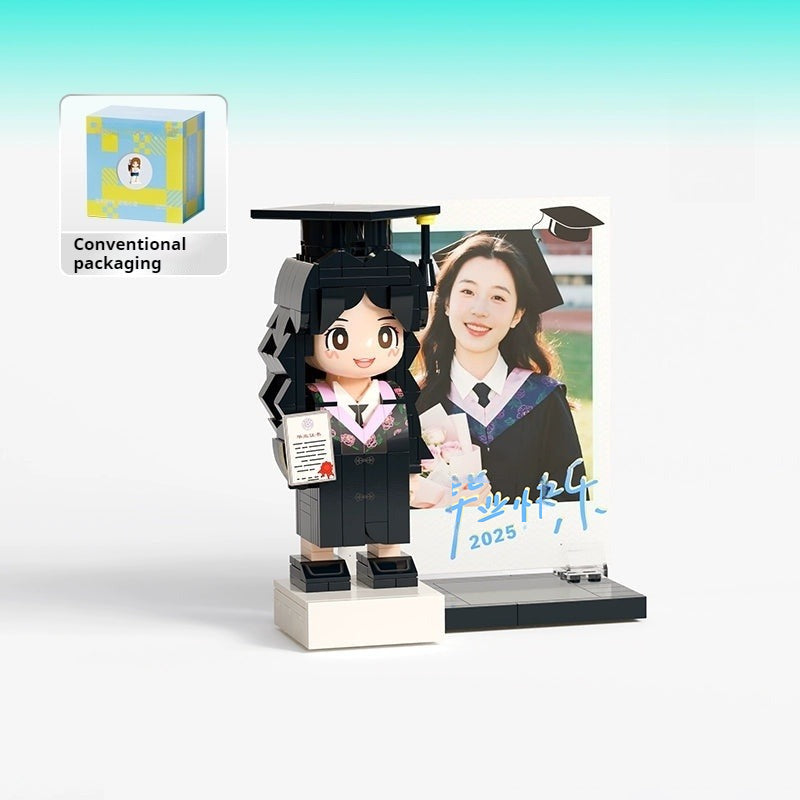 WOWLIDAY Bachelor's Uniform Photo Customization Graduation Gift DIY Building Blocks Portrait Gift for Male and Female Students