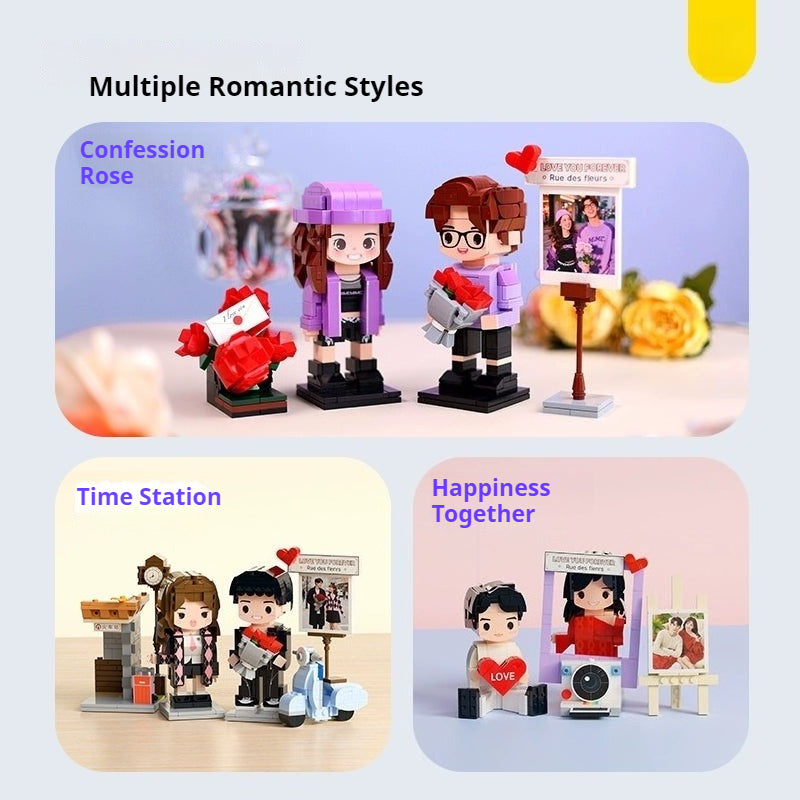 WOWLIDAY Couple Photo Customization Building Blocks Love Wedding Anniversary Birthday Gift