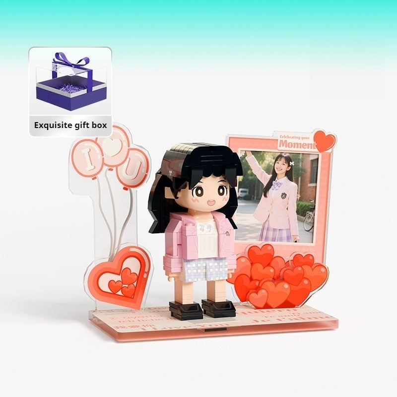 WOWLIDAY Christmas Handmade Photo Customization Portrait Building Blocks Birthday Gift Doll for Girlfriend