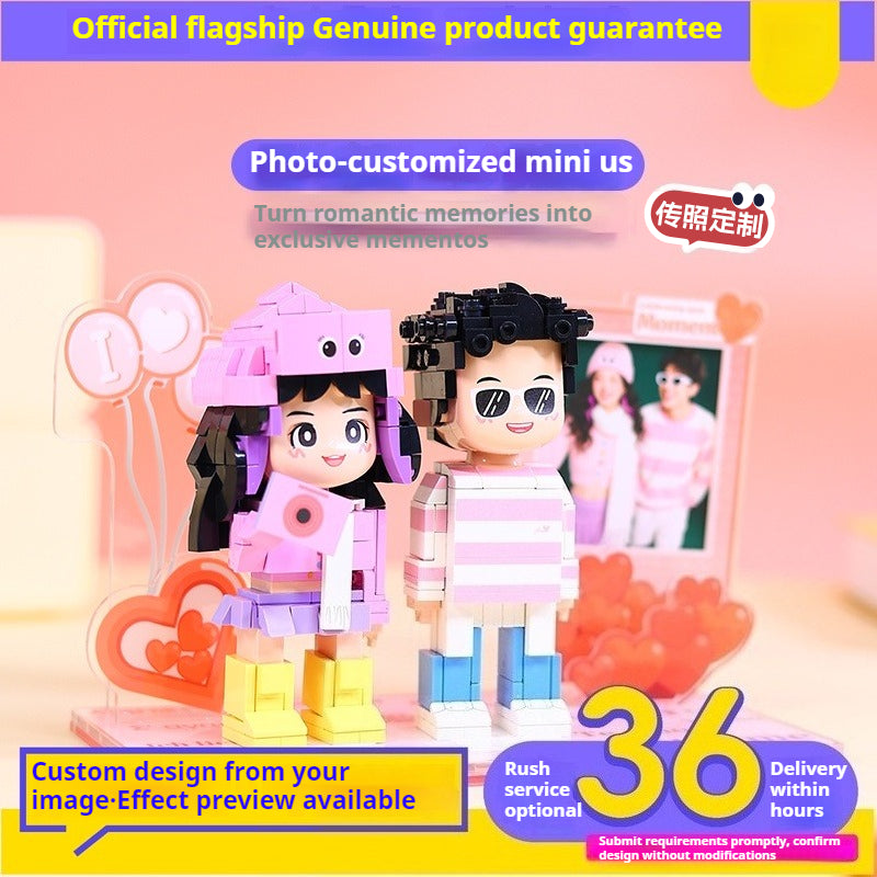 WOWLIDAY Christmas Doll Couple Custom Building Block Portrait Wedding Decoration Birthday Commemorative Handmade Gift for Girlfriend