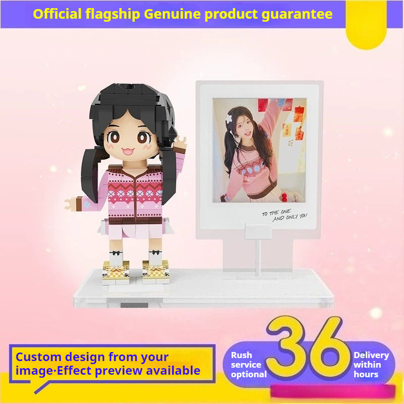 WOWLIDAY Photo Customization Portrait Building Block Birthday Gift Ornament Commemorative Toy Figurine