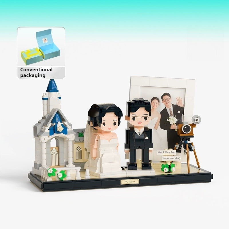 WOWLIDAY Wedding Dress Photo Customization Handmade Wedding Decoration Building Blocks Portrait Couple Wedding Gift