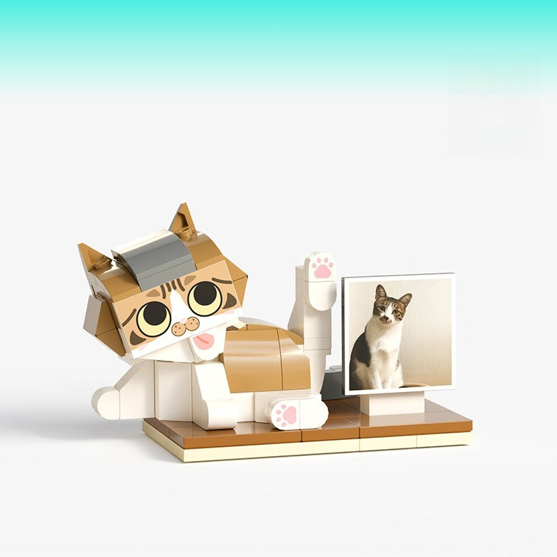 WOWLIDAY Photo Customization Pet Cat Trendy Toy Building Block DIY Creative Figurine Gift