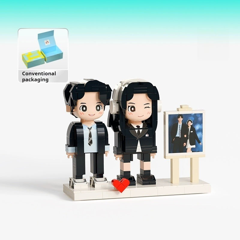WOWLIDAY Christmas Doll Couple Custom Building Block Portrait Wedding Decoration Birthday Commemorative Handmade Gift for Girlfriend
