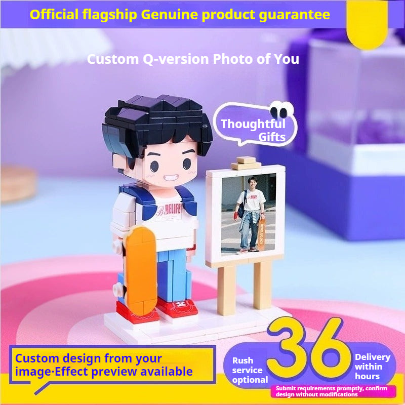 WOWLIDAY Giving Boyfriend a Birthday Gift, Photo Customization, Building Blocks, Portrait Doll, Handmade, Romantic and Heartwarming Gift