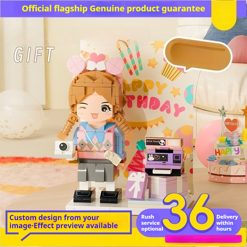 WOWLIDAY DIY Trendy Building Block Figurine, Birthday Gift Commemoration