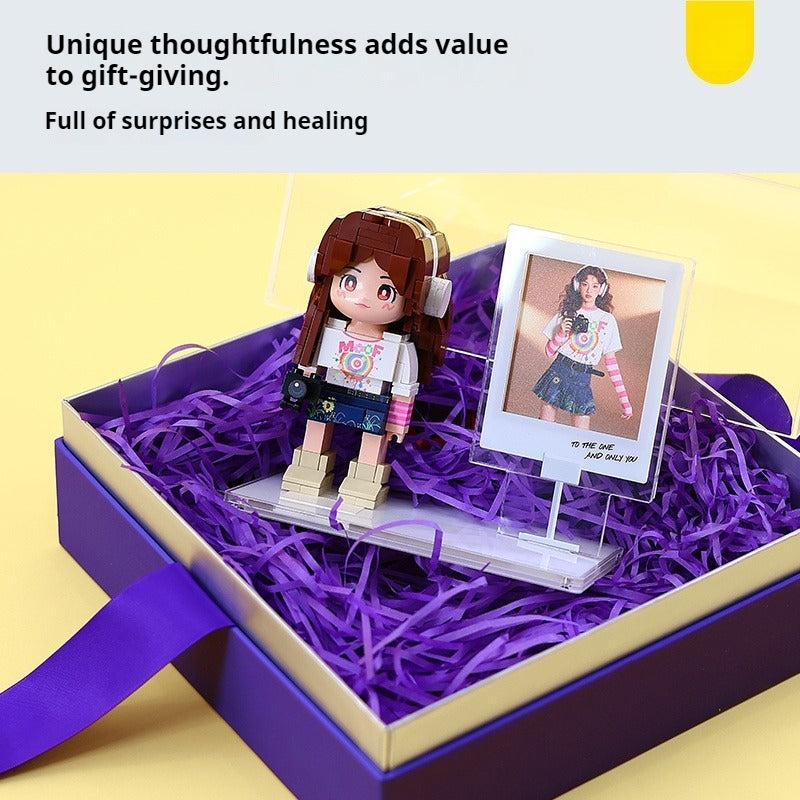 WOWLIDAY Christmas Handmade Photo Customization Portrait Building Blocks Birthday Gift Doll for Girlfriend