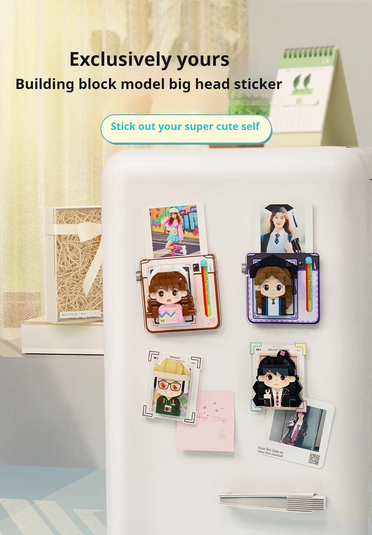 WOWLIDAY Photo Customization Building Block Model Birthday Gift Refrigerator Sticker Gift