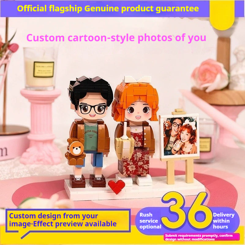 WOWLIDAY Photo Building Block Customization Portrait Christmas Gift for Couples DIY Handmade Birthday Gift