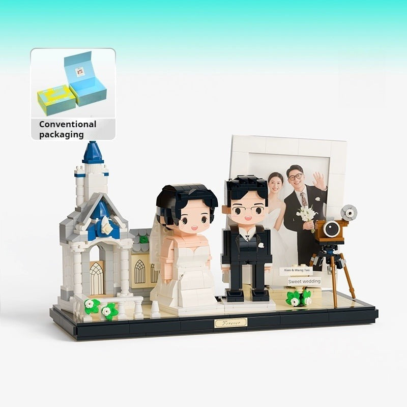 WOWLIDAY Wedding Dress Photo Customization Handmade Wedding Decoration Building Blocks Portrait Couple Wedding Gift
