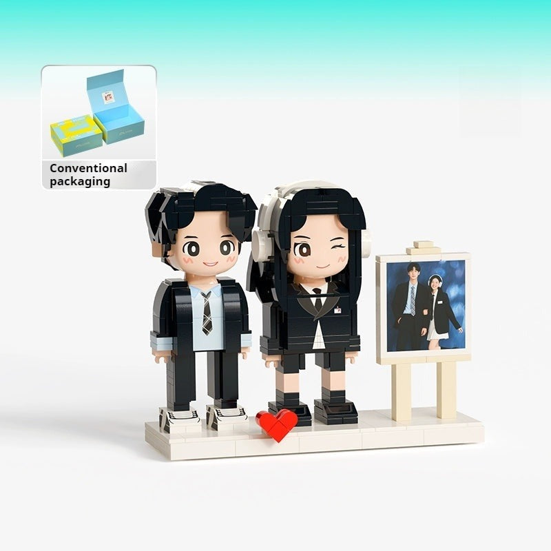 WOWLIDAY DIY Handmade Gift Photo Customization Building Block Portrait Handmade Couple Ornament Birthday Gift