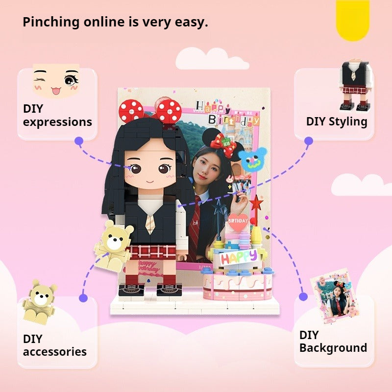 WOWLIDAY DIY Trendy Building Block Figurine, Birthday Gift Commemoration